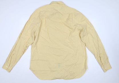 Charles Tyrwhitt Mens Yellow Check XL Poplin Long Sleeve Casual Shirt
