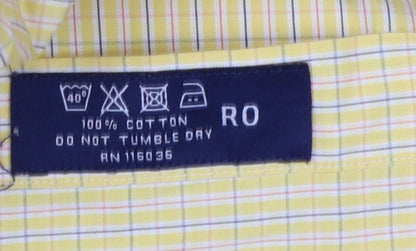Charles Tyrwhitt Mens Yellow Check XL Poplin Long Sleeve Casual Shirt
