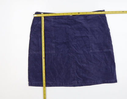 White Stuff Women’s Blue UK 18 Cotton Twill Pencil Skirt Pockets