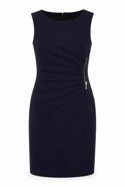 Carmen Women’s Blue UK 8 Sheath Knee Length Ruched Zip Dress