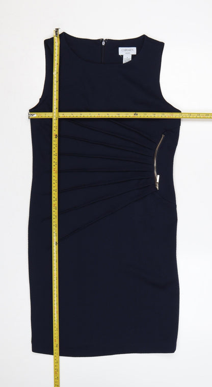 Carmen Women’s Blue UK 8 Sheath Knee Length Ruched Zip Dress