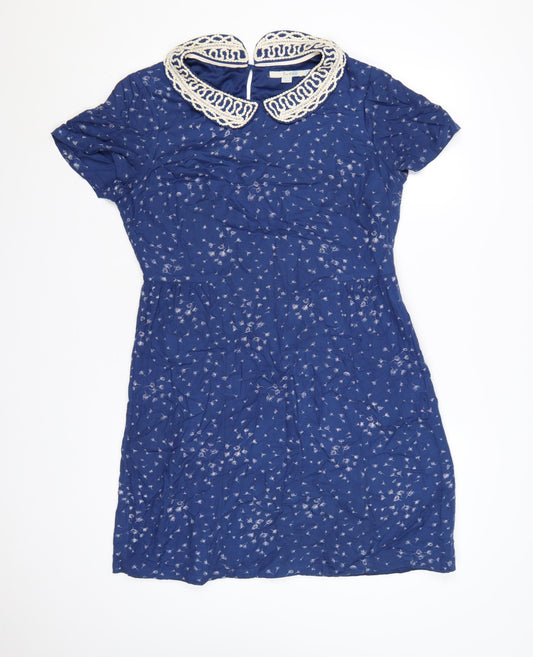 Boden Women Blue Floral Fit & Flare Knee Length Dress UK 10