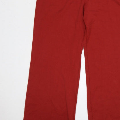 Bershka Women Red UK 8 Collared Belted Wide-Leg Zip Jumpsuit