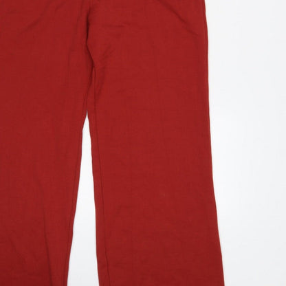 Bershka Women Red UK 8 Collared Belted Wide-Leg Zip Jumpsuit