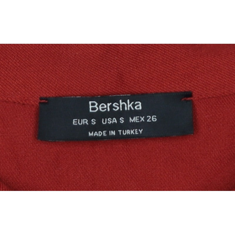 Bershka Women Red UK 8 Collared Belted Wide-Leg Zip Jumpsuit
