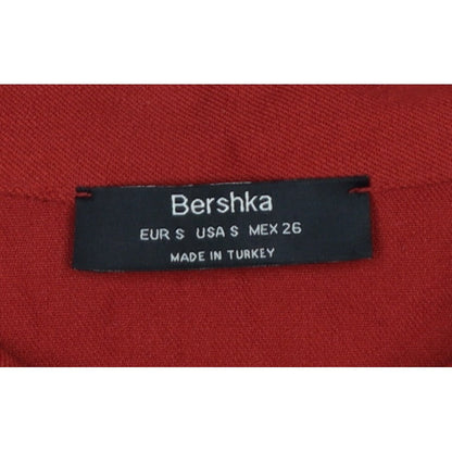 Bershka Women Red UK 8 Collared Belted Wide-Leg Zip Jumpsuit