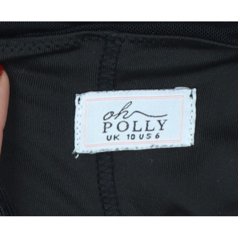 Oh Polly Women Black UK 10 Ruched Rhinestone Strap Bodycon Mini Dress