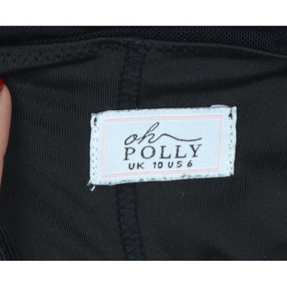 Oh Polly Women Black UK 10 Ruched Rhinestone Strap Bodycon Mini Dress