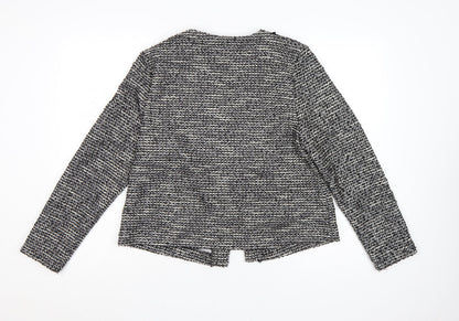 Wallis Women Black & White Bouclé Blazer UK 14 Check Open Front
