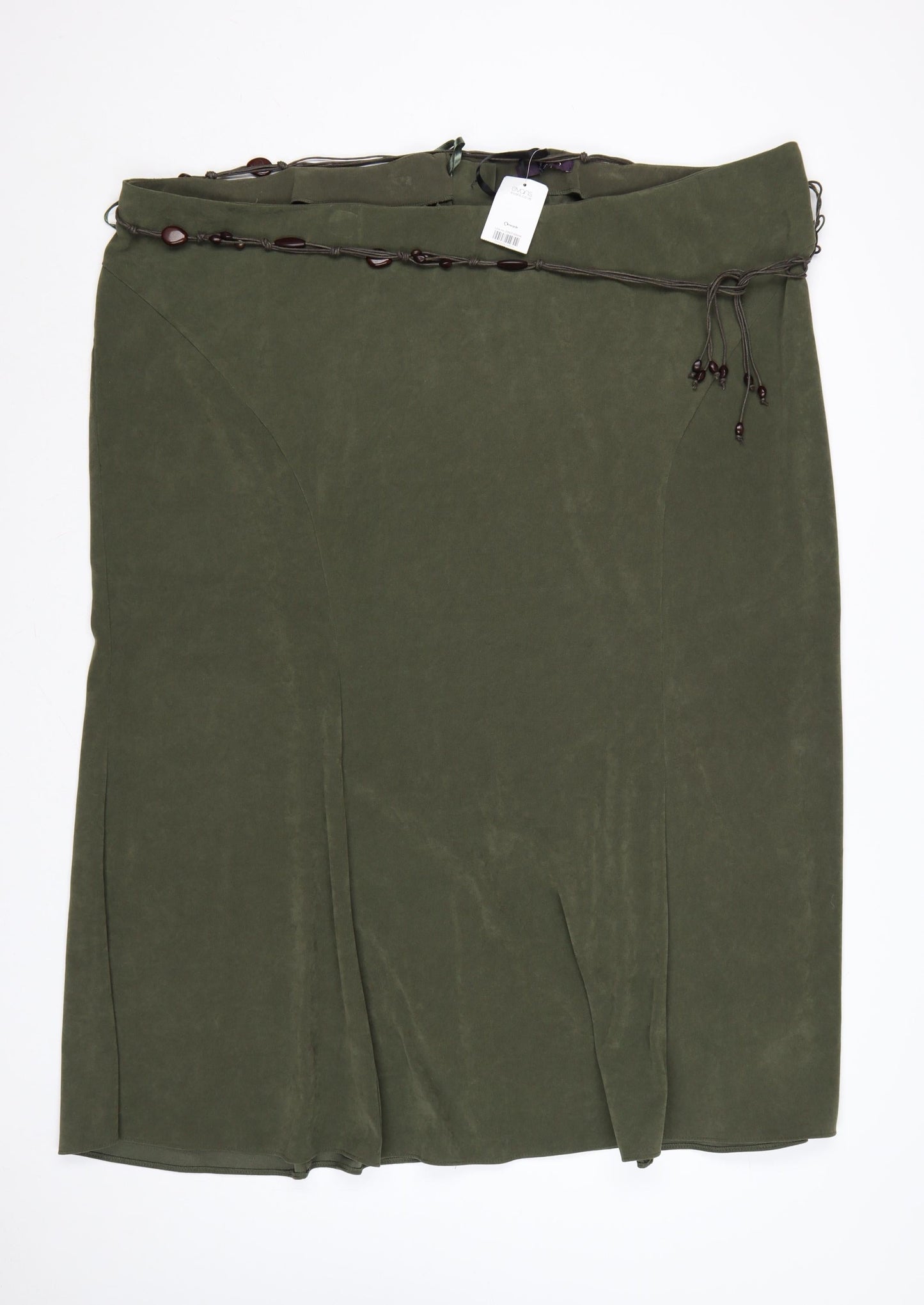 Evans Women Green UK 30 Plus Long Straight Beaded Tie Skirt