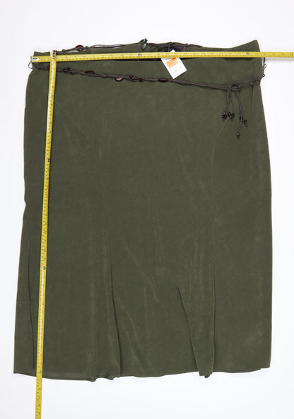 Evans Women Green UK 30 Plus Long Straight Beaded Tie Skirt