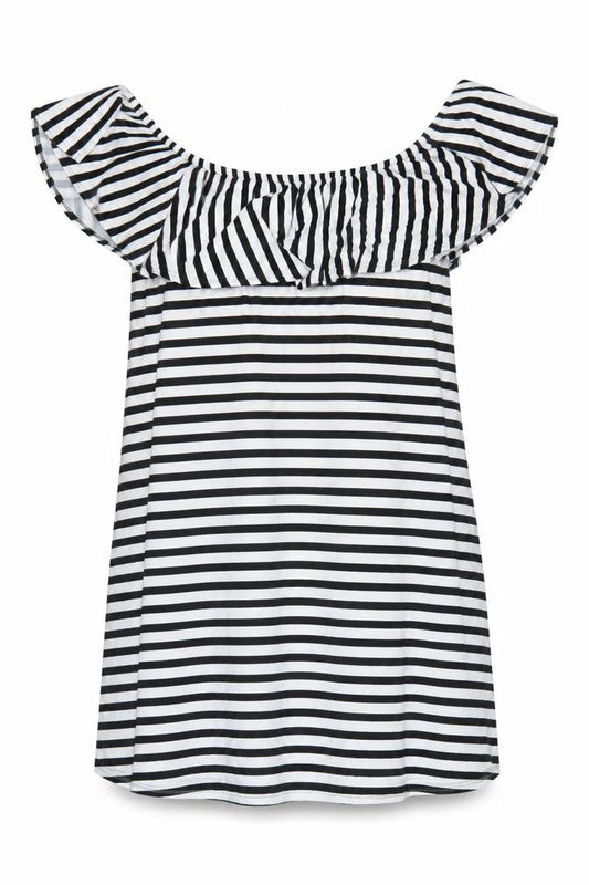 JD Williams Women’s Black White Stripe Off Shoulder Dress UK 20