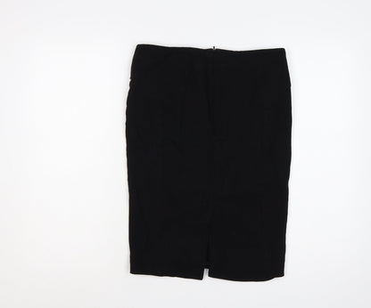 Karen Millen Women Black UK 14 Pencil Knee Skirt Zip Detail
