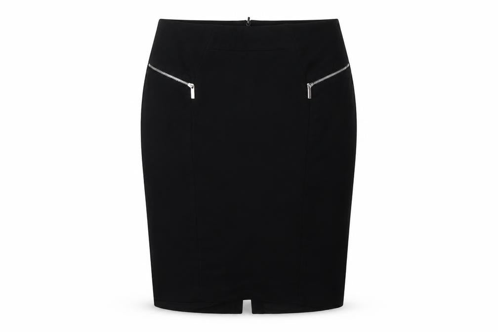 Karen Millen Women Black UK 14 Pencil Knee Skirt Zip Detail