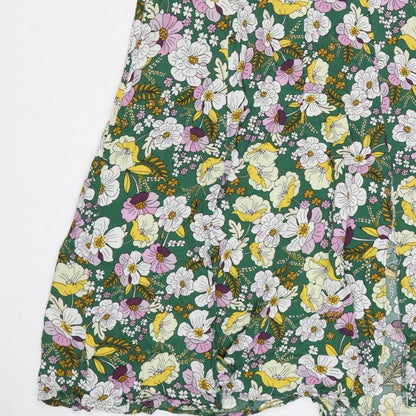 ASOS Design Women Green Floral Fit & Flare Midi Dress UK 10