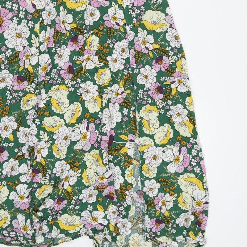 ASOS Design Women Green Floral Fit & Flare Midi Dress UK 10