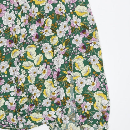 ASOS Design Women Green Floral Fit & Flare Midi Dress UK 10