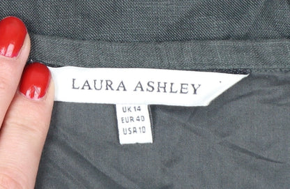 Laura Ashley Women Grey UK 14 Long Linen Tiered Wrap Skirt