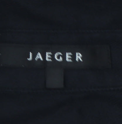 Jaeger Women Black UK 14 Basic Cotton Long Sleeve Button-Up Shirt