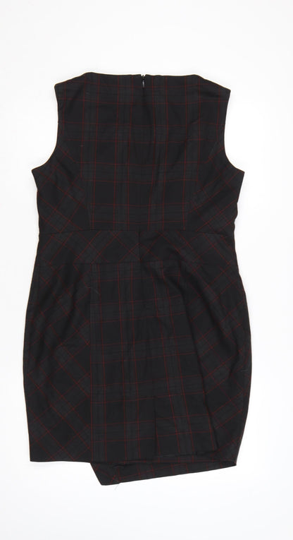 Next Women Black Check UK 16 Knee Length Sheath Workwear Dress
