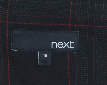 Next Women Black Check UK 16 Knee Length Sheath Workwear Dress