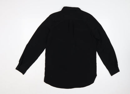 Next Women Black UK 10 Long Sleeve Collared Button-Up Shirt