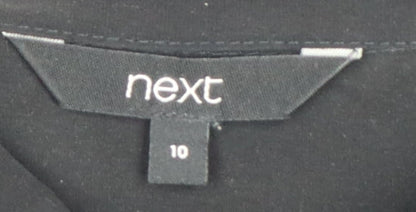 Next Women Black UK 10 Long Sleeve Collared Button-Up Shirt