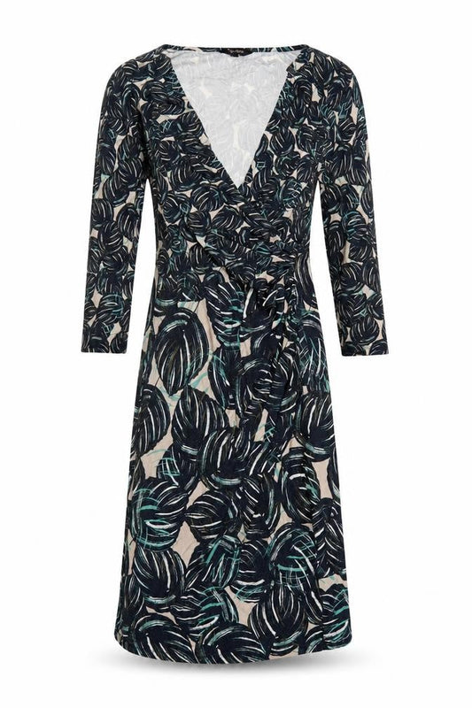 Phase Eight Women Black Tropical Wrap Dress Size 12 Knee Length