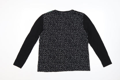 Gerry Weber Women Black UK 16 Floral Sequin Long Sleeve Jersey Top