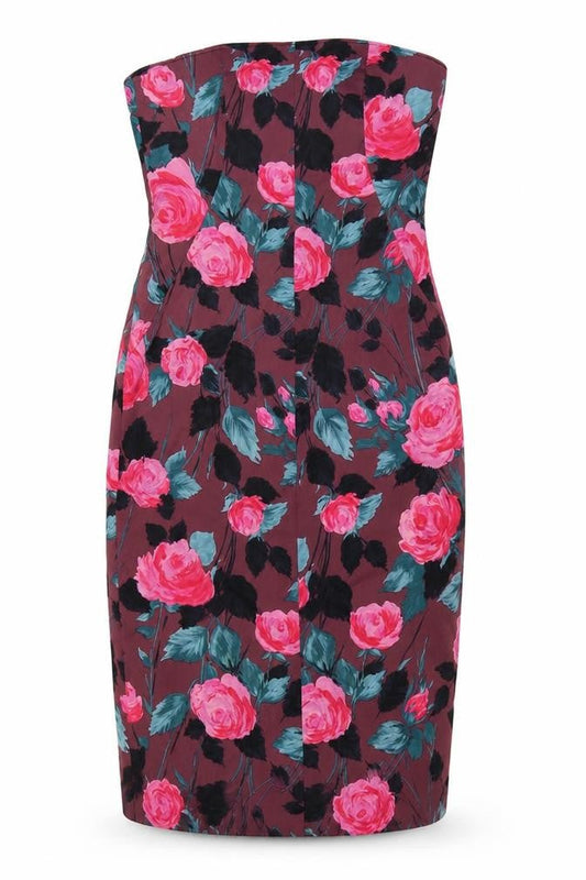 Karen Millen Women Multicoloured Size 10 Floral Strapless Bodycon Dress
