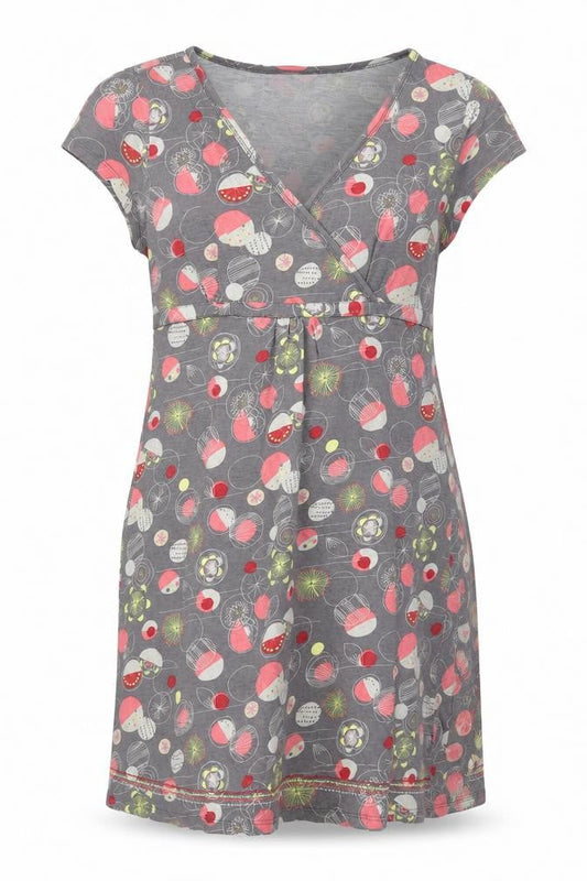 Mantaray Women Grey Floral Wrap Dress Size 16 Knee Length Jersey