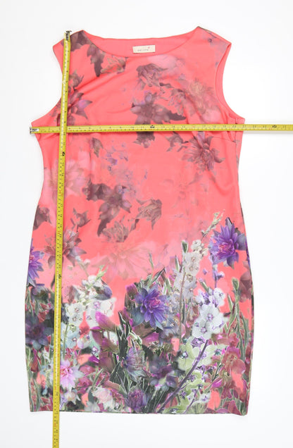 M&S Per Una Women Pink Floral Sheath Dress UK 20 Knee Length
