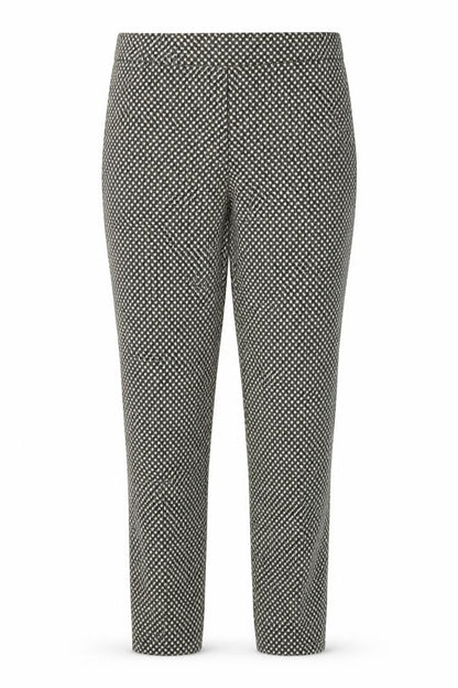 Zara Women Black Ivory Geometric Tapered Dress Trousers UK 12