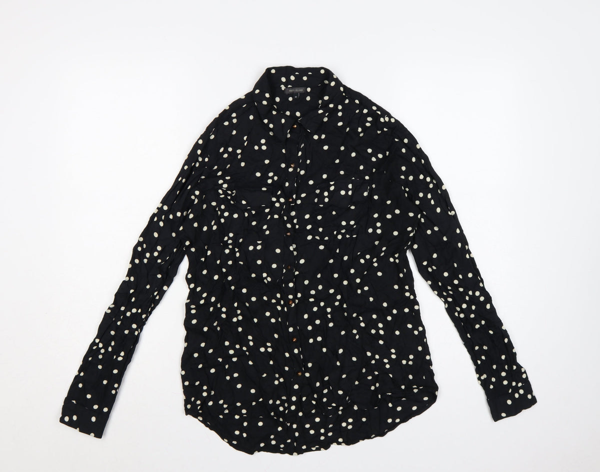 River Island Women’s Black Polka Dot Size 10 Button-Up Shirt
