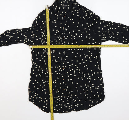 River Island Women’s Black Polka Dot Size 10 Button-Up Shirt