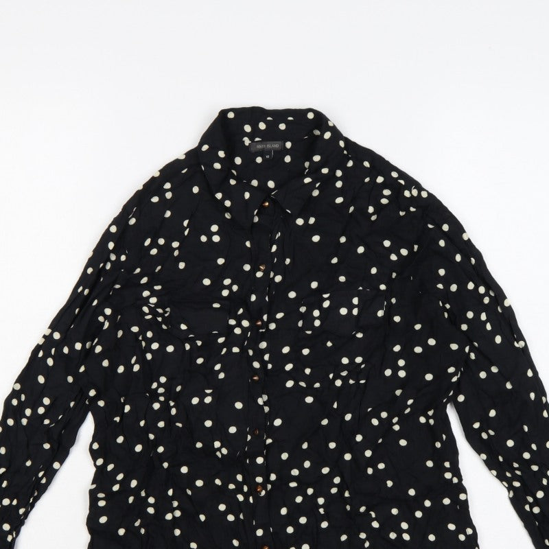 River Island Women’s Black Polka Dot Size 10 Button-Up Shirt