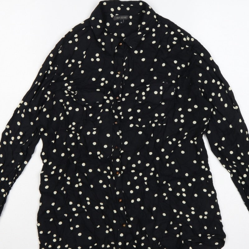 River Island Women’s Black Polka Dot Size 10 Button-Up Shirt
