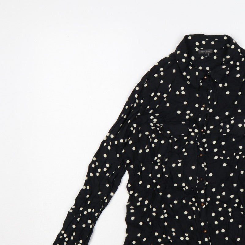 River Island Women’s Black Polka Dot Size 10 Button-Up Shirt