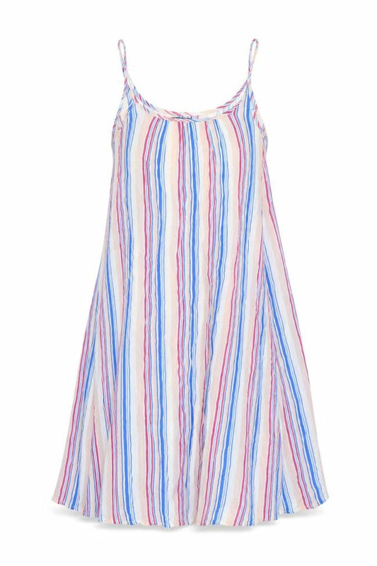 Laura Ashley Women Multicoloured Stripe Cold Shoulder Swing Dress S