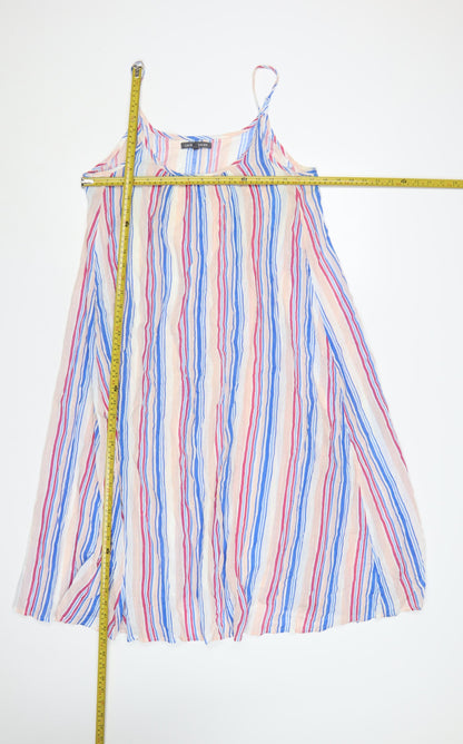 Laura Ashley Women Multicoloured Stripe Cold Shoulder Swing Dress S