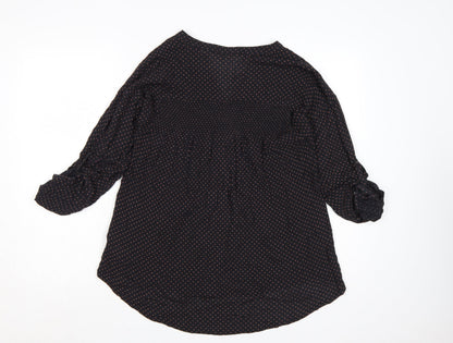 FatFace Women's Black V-Neck 3/4 Sleeve Viscose Tunic Blouse UK 8