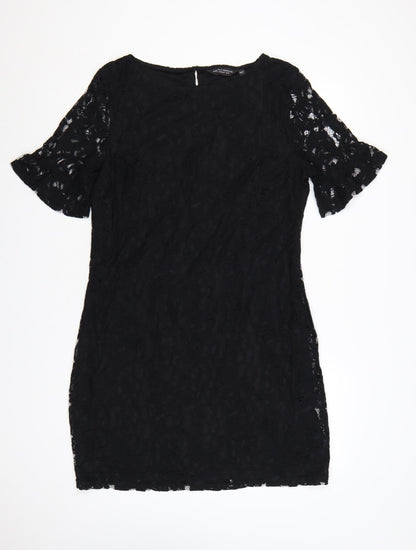 Dorothy Perkins Women’s Black Lace Bodycon Dress UK 16 Bell Sleeve