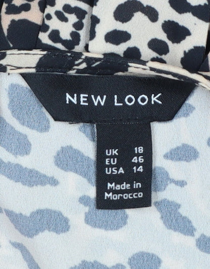 New Look Women’s Beige Black Animal Print Midi Fit & Flare Dress UK 18