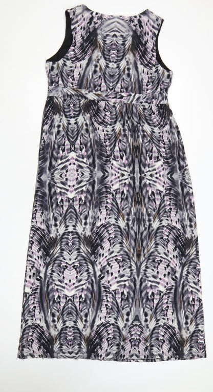 Per Una Women Multicoloured UK 16 A-Line Midi Geometric V-Neck Dress
