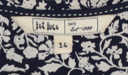 Fat Face Women Black Ivory UK 14 Floral Knee Length Fit & Flare Dress