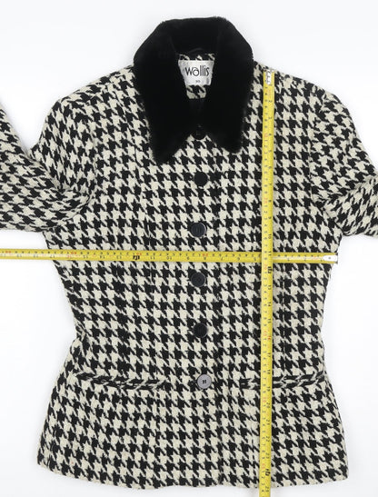 Wallis Women's Black Ivory UK 10 Houndstooth Tweed Blazer Jacket