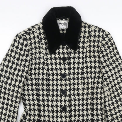 Wallis Women's Black Ivory UK 10 Houndstooth Tweed Blazer Jacket