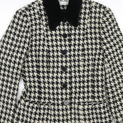 Wallis Women's Black Ivory UK 10 Houndstooth Tweed Blazer Jacket
