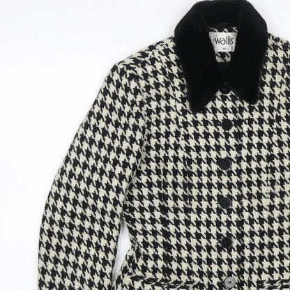 Wallis Women's Black Ivory UK 10 Houndstooth Tweed Blazer Jacket