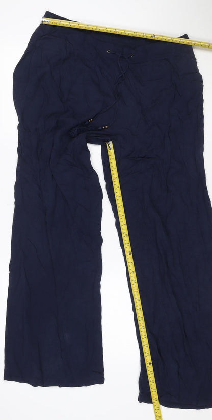 Marks and Spencer Women Blue UK 16 Harem Wide Leg Drawstring Trousers